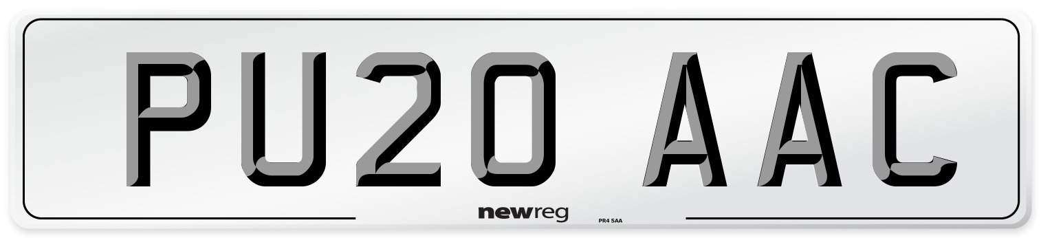 PU20 AAC Number Plate from New Reg